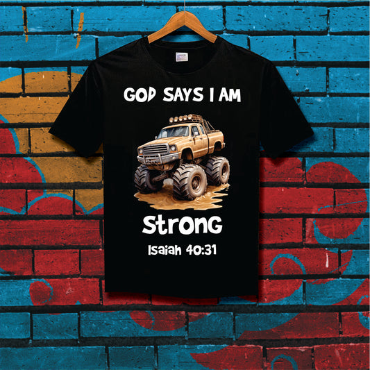 Signature Range: Kids God says I am Strong -Black